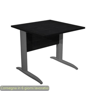 Scrivania piano nero venato frassino 80x80xH.72 cm gamba a L in metallo antracite opaco Presto - 001K2/8/AF