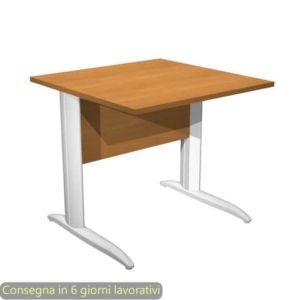 Scrivania piano noce chiaro 80x80xH.72 cm gamba a L in metallo bianco opaco linea Presto Artexport - 001K2/4/AN