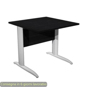 Scrivania piano nero venato frassino 80x80xH.72 cm gamba a L metallo grigio alluminio Presto Artexport - 001K2/8/AA