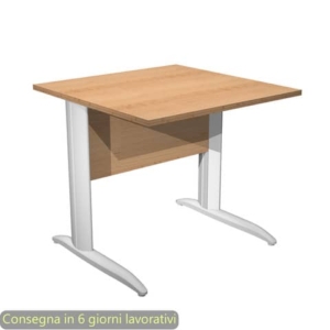 Scrivania piano faggio 80x80xH.72 cm gamba a L in metallo bianco opaco linea Presto Artexport - 001K2/6/AN