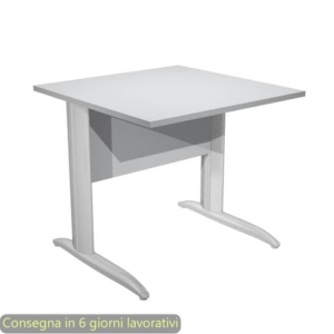 Scrivania piano grigio 80x80xH.72 cm gamba a L in metallo effetto cromato linea Presto Artexport - 001K2/9/AR