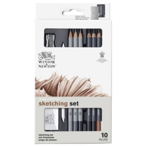 Scatola in metallo 10 matite da schizzo assortite Winsor&Newton nero 0490010