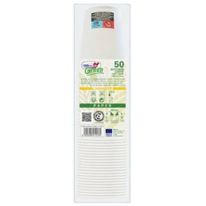 Bicchieri Dopla Green in carta marcati - bianco 100 ml - conf. 50 pz 42158