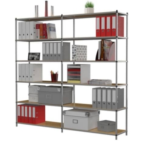 Modulo base per scaffalatura ad incastro 6 ripiani fissi Paperflow Tubeco 100x35x200 cm grigio - K606022