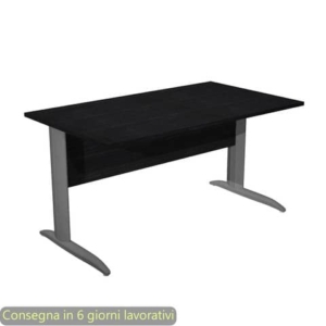 Scrivania piano nero venato frassino 140x80xH.72 cm gamba a L in metallo antracite opaco Presto - 002K2/8/AF