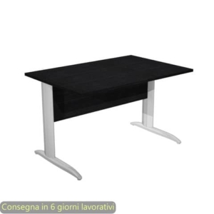 Scrivania piano nero venato frassino 120x80xH.72 cm gamba a L in metallo effetto cromato Presto - 004K2/8/AR