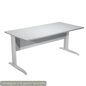 Scrivania piano grigio 160x80xH.72 cm gamba a L in metallo effetto cromato linea Presto Artexport - 003K2/9/AR