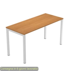 Scrivania piano noce chiaro 140x60xH.72,5 cmgamba a ponte metallo grigio linea Presto Venere Plus - 652/4