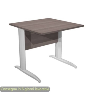 Scrivania piano frassino toscano 80x80xH.72 cm gamba a L in metallo effetto cromato Presto - 001K2/F/AR