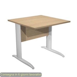 Scrivania piano rovere 80x80xH.72 cm gamba a L in metallo effetto cromato linea Presto Artexport - 001K2/C/AR