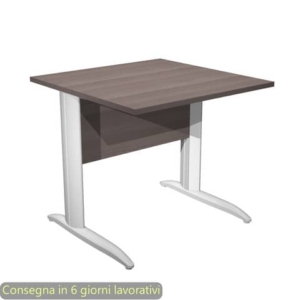 Scrivania piano frassino toscano 80x80xH.72 cm gamba a L in metallo bianco opaco Presto Artexport 001K2/F/AN