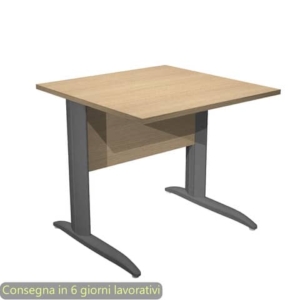 Scrivania piano rovere 80x80xH.72 cm gamba a L in metallo antracite opaco linea Presto Artexport - 001K2/C/AF