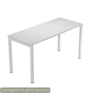 Scrivania piano grigio 140x60xH.72,5 cm gamba a ponte in metallo grigio linea Presto Venere Plus Artexport - 652/9