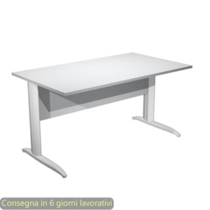 Scrivania piano grigio 140x80xH.72 cm gamba a L in metallo bianco opaco linea Presto Artexport - 002K2/9/AN