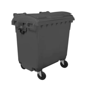 Cassonetto portarifiuti carrellato 770 lt con coperchio piano e maniglie a labbro Mobil Plastic grigio