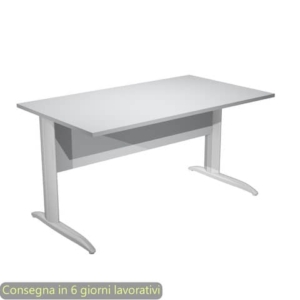 Scrivania piano grigio 140x80xH.72 cm gamba a L in metallo effetto cromato linea Presto Artexport - 002K2/9/AR