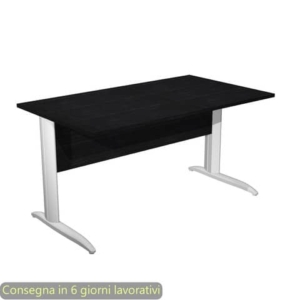 Scrivania piano nero venato frassino 140x80xH.72 cm gamba a L in metallo bianco opaco Presto Artexport 002K2/8/AN