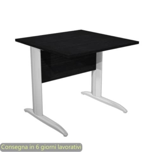 Scrivania piano nero venato frassino 80x80xH.72 cm gamba a L in metallo effetto cromato Presto - 001K2/8/AR