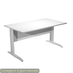 Scrivania piano bianco 140x80xH.72 cm gamba a L in metallo effetto cromato linea Presto Artexport - 002K2/3/AR