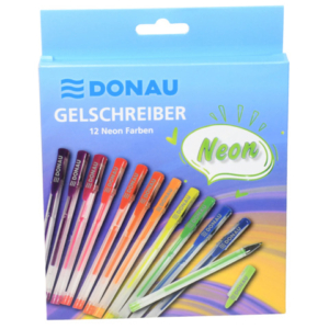 Penne gel Donau punta M - colori neon assortiti - conf. 12 pz - 322262