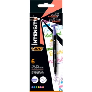 Evidenziatore con Fineliner BIC Intensity Dual Tip - assortiti - conf. 6 pz - 503828