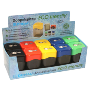 Espositore 10 temperamatite a 2 fori con serbatoio Donau in colori assortiti - 330406910