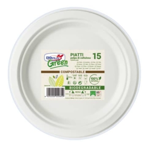 Piatti frutta monouso in polpa di cellulosa Dopla Green d. 175 mm conf. 15 pezzi - 07742
