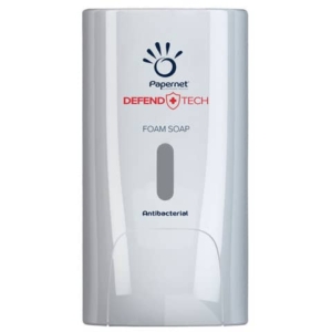 Dispenser antibatterico per sapone in schiuma Papernet Defend Tech bianco 22 x 11,6 x 13,9 cm - capacità 0,5 L - 416150