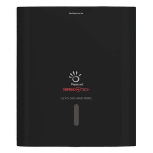 Dispenser antibatterico con adattatore Papernet Defend Tech per asciugamani piegati a C e Z nero - 33,6x30x14,5 cm
