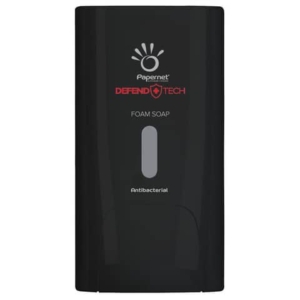 Dispenser antibatterico per sapone in schiuma Papernet Defend Tech nero 22 x 11,6 x 13,9 cm - capacità 0,5 L - 417206