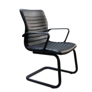 Poltrona direzionale interlocutore su slitta ecopelle Euterpe Unisit nero EPV/KN