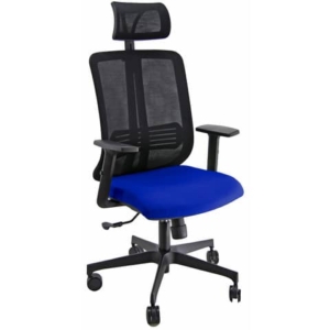 Sedia operativa girevole con schienale in rete e poggiatesta ignifugo Vertigo Unisit blu - VRAPG /BR2/IB/N