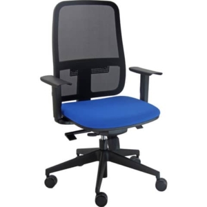 Sedia operativa girevole con schienale in rete rivestim. ignifugo synchro Blaze Unisit blu - BLYN/BR/IB