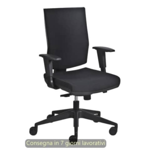 Poltrona semi-direzionale Aura Syncro Seditaly tessuto ignifugo nero braccioli regolabili - AUG0S1SEGB833