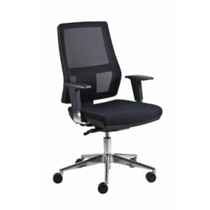 Poltrona semi-direzionale Seditaly Unica Syncro tessuto ignifugo nero braccioli regolabili - UCG0S11EGB833