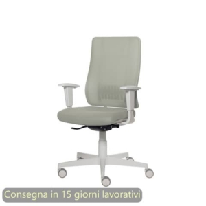 Poltrona semi-direzionale Liberty Syncro Seditaly scocca bianca tessuto ignifugo écru - L2G0S1TDGDM24