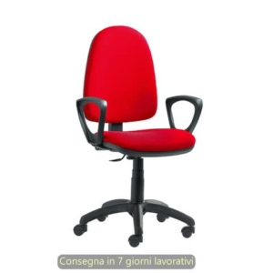 Seduta operativa Seditaly Sofia CPM con meccanismo a contatto permanente tessuto ignifugo e braccioli fissi rosso