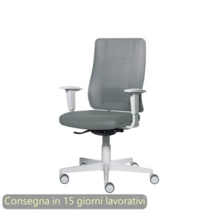 Poltrona semi-direzionale Liberty Syncro Seditaly scocca bianca tessuto ignifugo grigio scuro - L2G0S1TDGDM71