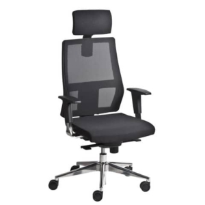 Poltrona semi-direzionale Seditaly Unica Syncro tessuto ignifugo nero braccioli regolabili e poggiatesta - UCGPS11EGB833