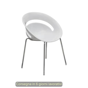 Set 2 sedute ospite Seditaly Chloé in PP riciclato e gambe in acciaio cromato bianco - COV0F1200PP02