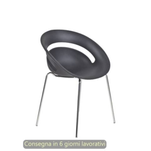 Set 2 sedute ospite Seditaly Chloé in PP riciclato e gambe in acciaio cromato nero - COV0F1200PP01