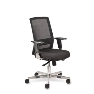 Poltrona semi-direzionale Olimpia Syncro Seditaly tessuto ignifugo nero base alluminio - OLG0T18AGB833