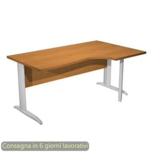 Scrivania penisola destra piano noce 160x60/80/100xH.72 cm gamba a L metallo cromato Presto Compact - 008K211/4/AR