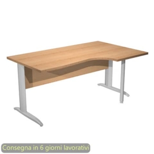 Scrivania penisola destra piano noce 160x60/80/100xH.72 cm gamba a L metallo cromato Presto Compact - 008K211/6/AR