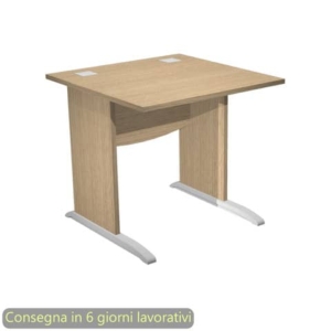 Scrivania piano rovere 80x80xH.73 cm gamba a pannello con piede ad L grigio linea Flex Artexport - JPL80/C