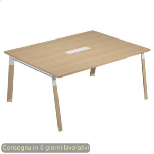 Tavolo riunioni con top access Bridge 160x120xH.72,5 cm gambe met. bianche Artexport piano rovere - SOL-TR/C-AM