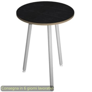 Tavolo rotondo Skinny Metal ø80xH.74,4 cm con gambe met. bianche Artexport piano nero - 6408-DJD-8C-AN