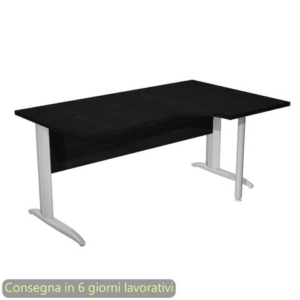 Scrivania penisola destra piano nero 160x60/80/100xH.72 cm gamba a L metallo cromato Presto Compact - 008K211/8/AR