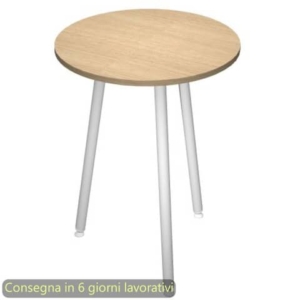 Tavolo rotondo Skinny Metal ø80xH.74,4 cm con gambe met. bianche Artexport piano rovere - 6408-DJD-C-AN