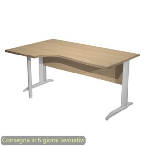 Scrivania penisola sinistra piano rovere 160x60/80/100xH.72 gamba a L metallo cromato Presto Compact - 009K211/C/AR